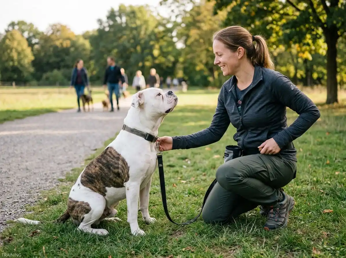 American Bulldog training for safe guard dog behavior