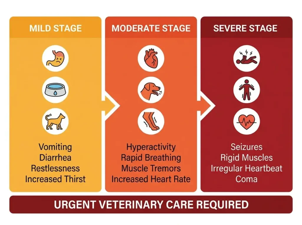 dog chocolate poisoning signs by severity